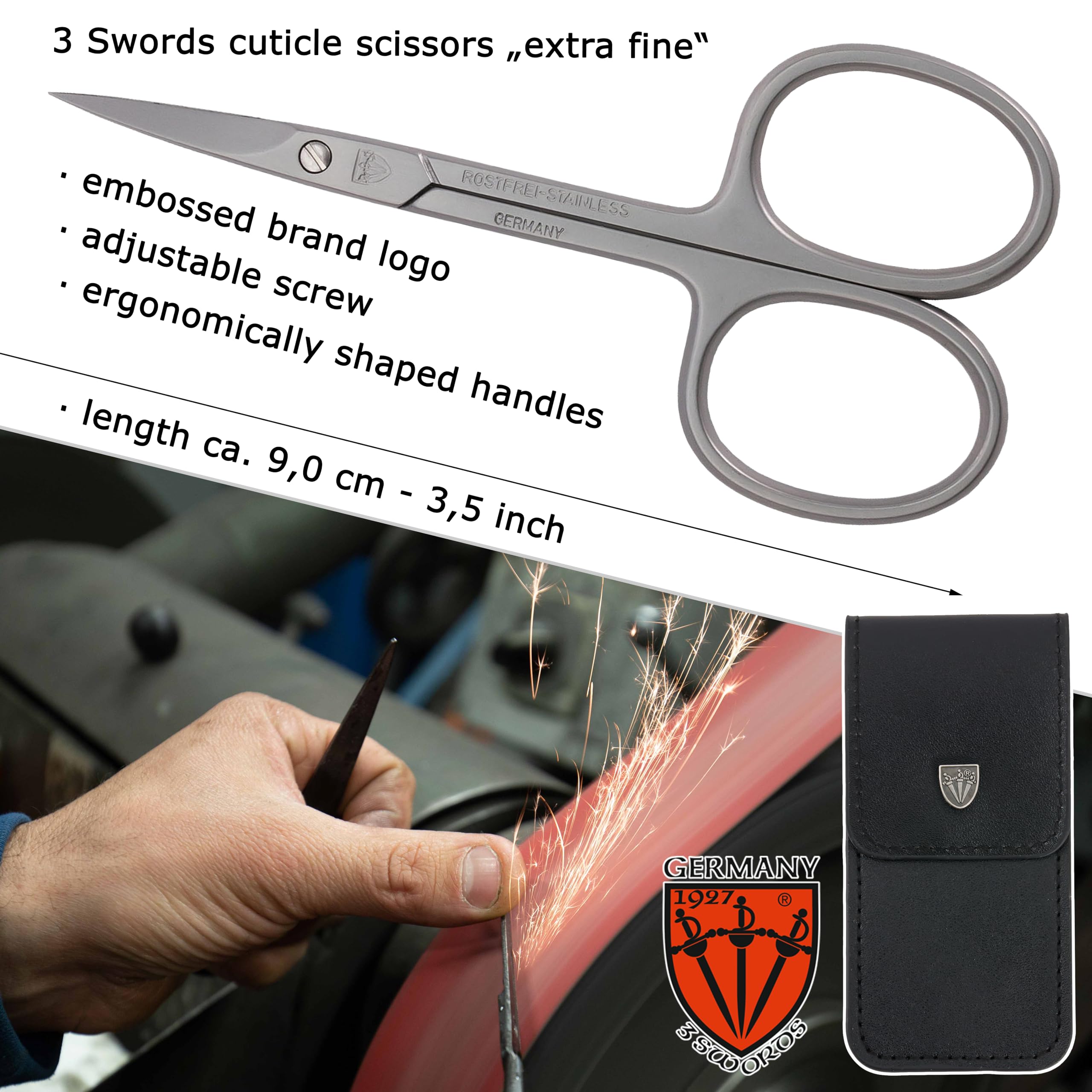 3 Swords Germany manicure pedicure tools set with curved cuticle scissors