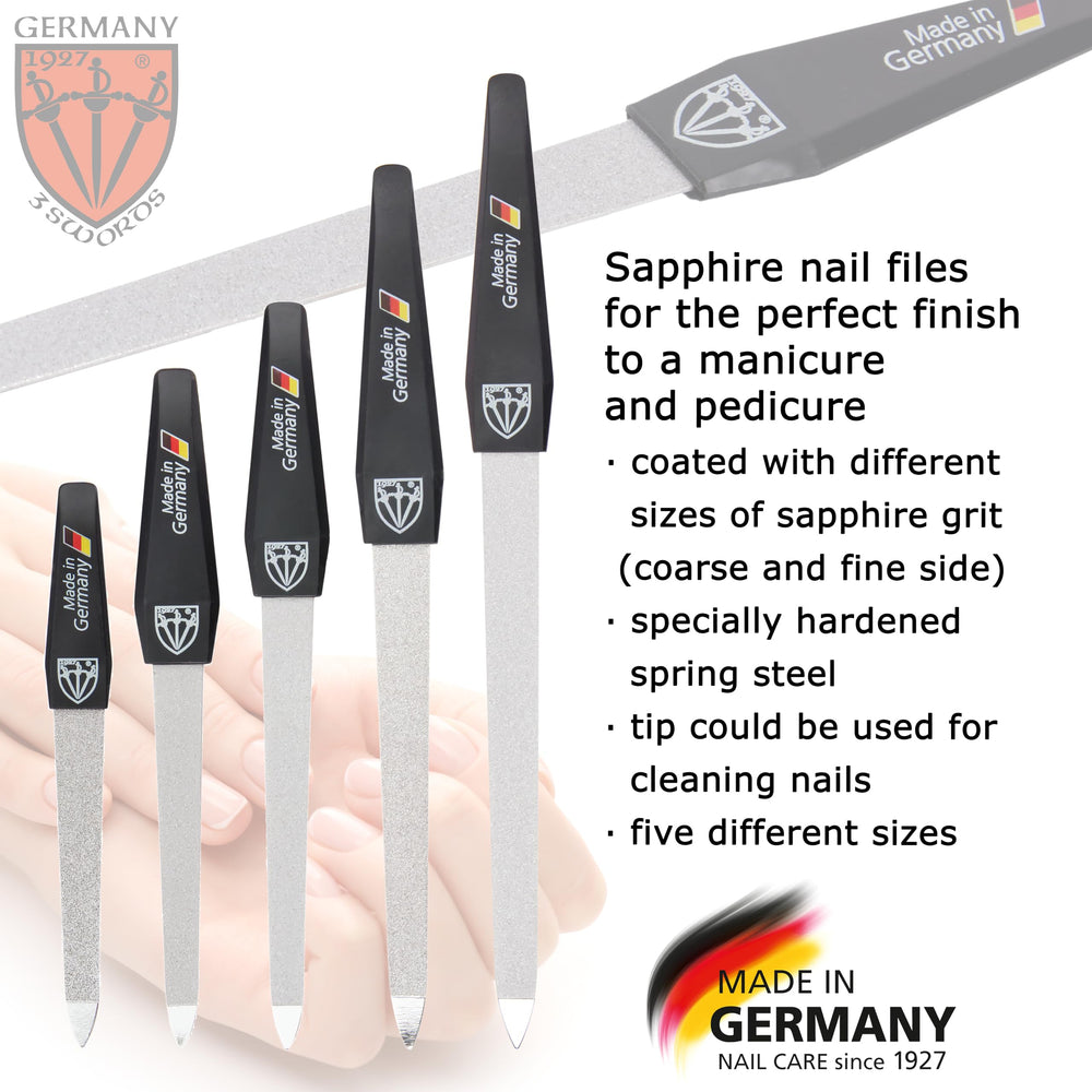 3 Swords Germany 3-way nail buffer showing fine and coarse surfaces