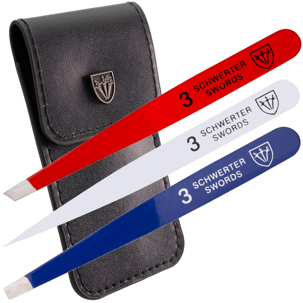 3 Swords Germany precision tweezers USA edition with slanted tip for precise grooming.