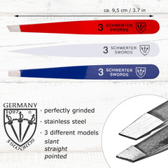 3 Swords Germany precision tweezers USA edition with straight tip for steady plucking.