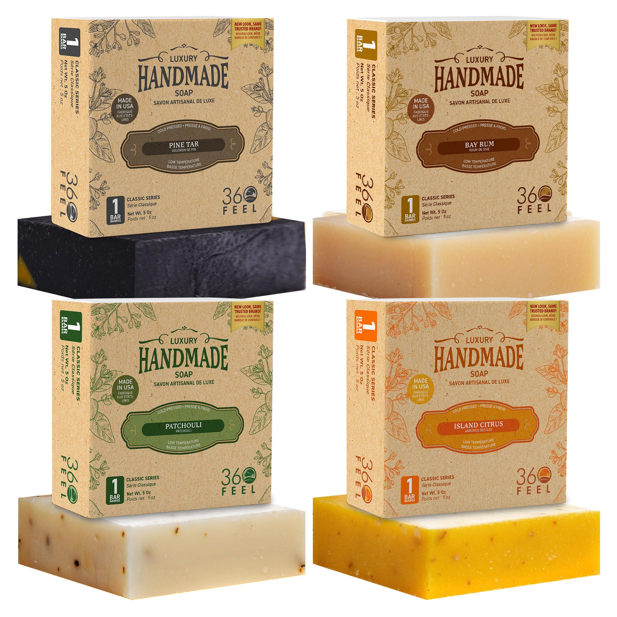 360Feel Bay Rum bar soap shows bold masculine scent for daily cleansing.