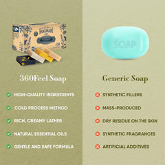 360Feel Pine Tar bar soap with woodsy aroma ideal for rugged showers.