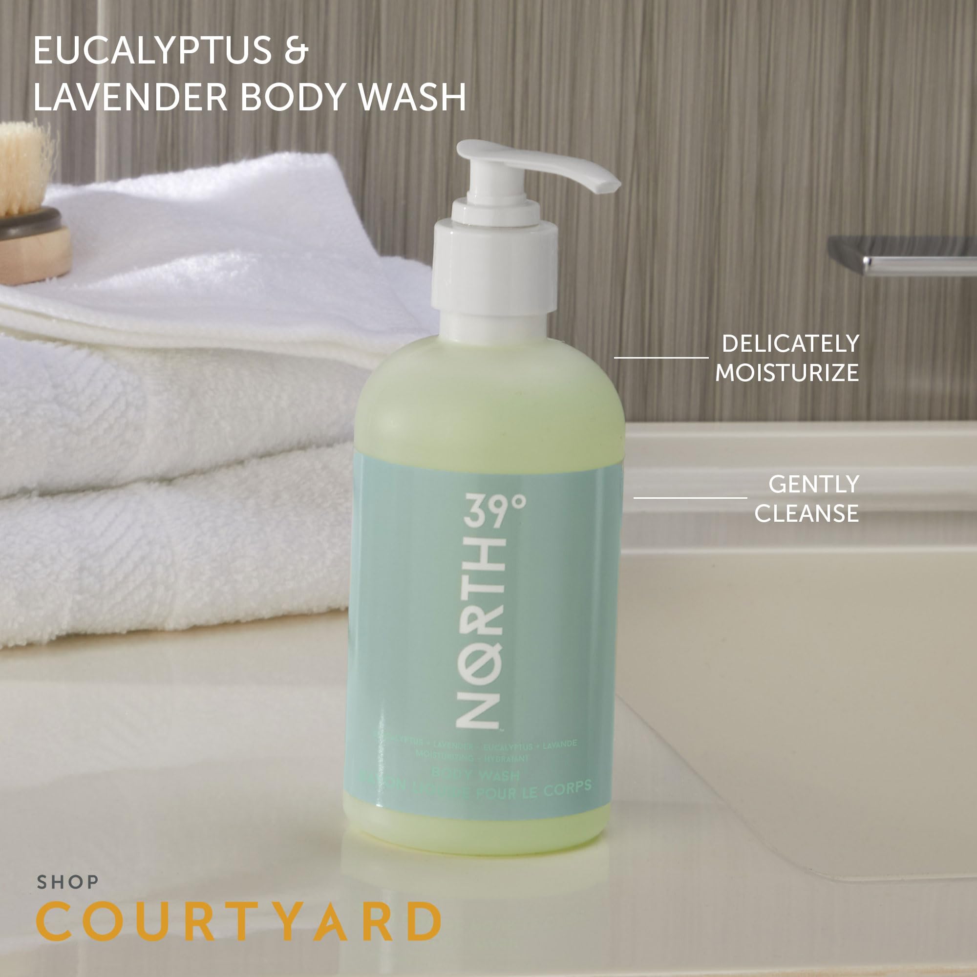 39north Body Wash label emphasizing hotel-inspired premium care.