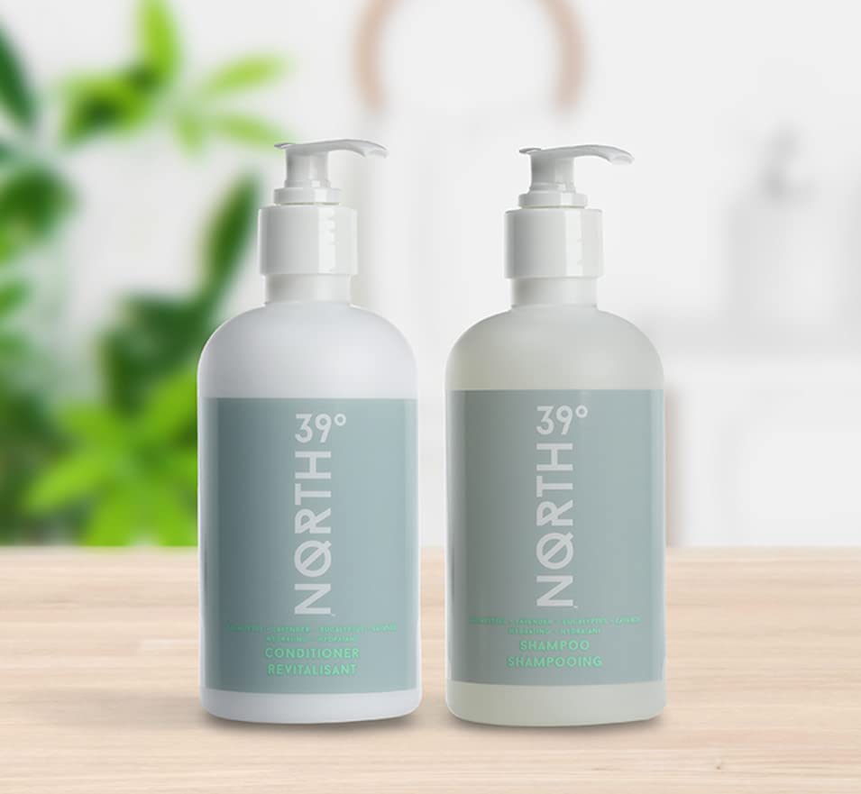 39° North conditioner-eucalyptus-lavender-bottle hydrates and smooths strands
