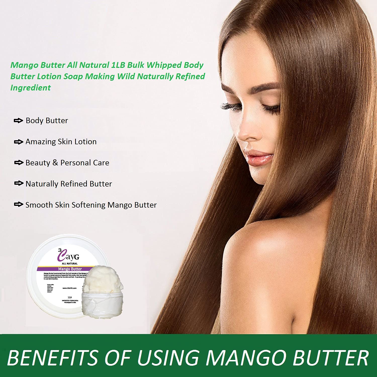 3CAYG Mango Butter in jar for DIY lotions and balms.