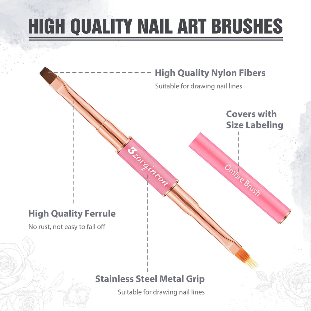 3zorqinron Nail Art Brushes Set 3D brush for dimensional nail designs.