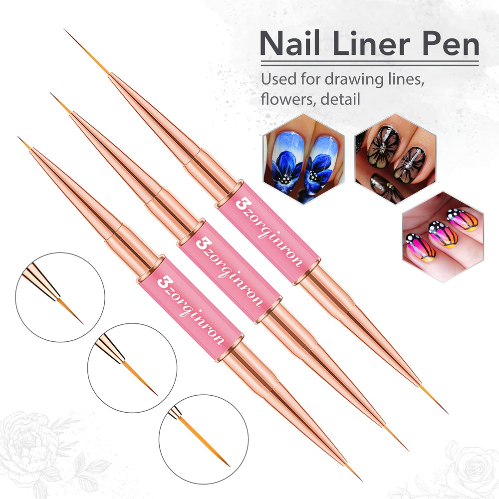 3zorqinron Nail Art Brushes Set ombre brush supports smooth gradient shading.