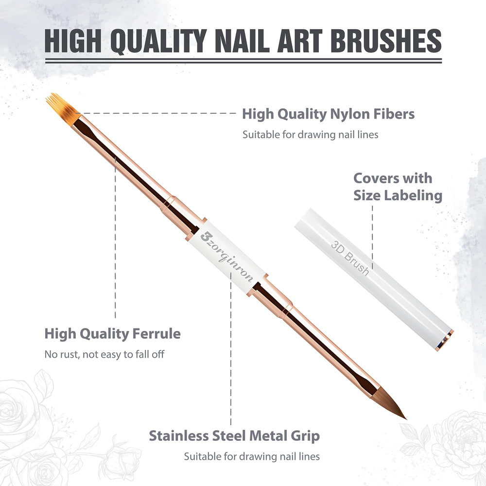 3zorqinron nail art brushes durable alloy and acrylic body for long-lasting use.