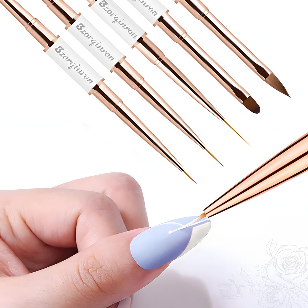 3zorqinron nail art brushes set includes protective caps to prevent damage.