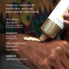 54 Thrones ghana-shea butter closeup emphasizes dense formula for long-lasting nourishment.