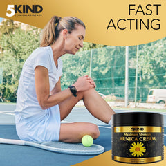 5kind Arnica Cream application massage demonstrates soothing bruising support during massage.
