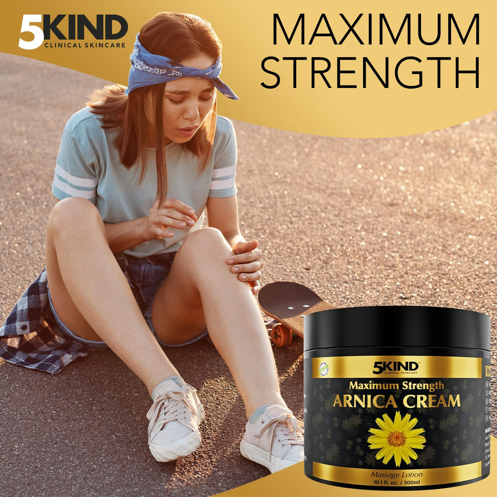 5kind Arnica Cream texture shows non-greasy, quick-absorbing formula ideal for daily use.