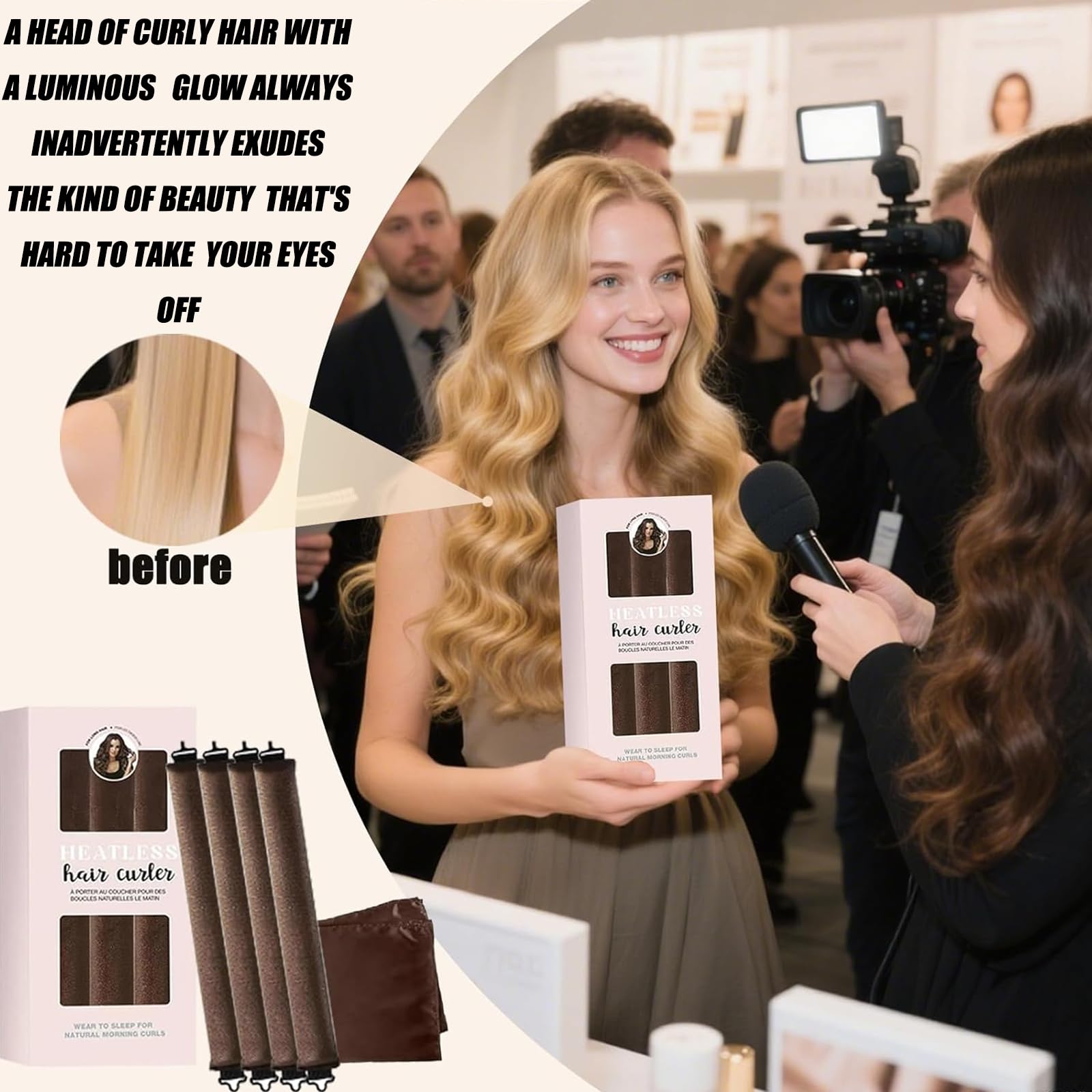5Pcs heatless hair curler hook system secures curls without pins for cozy sleep