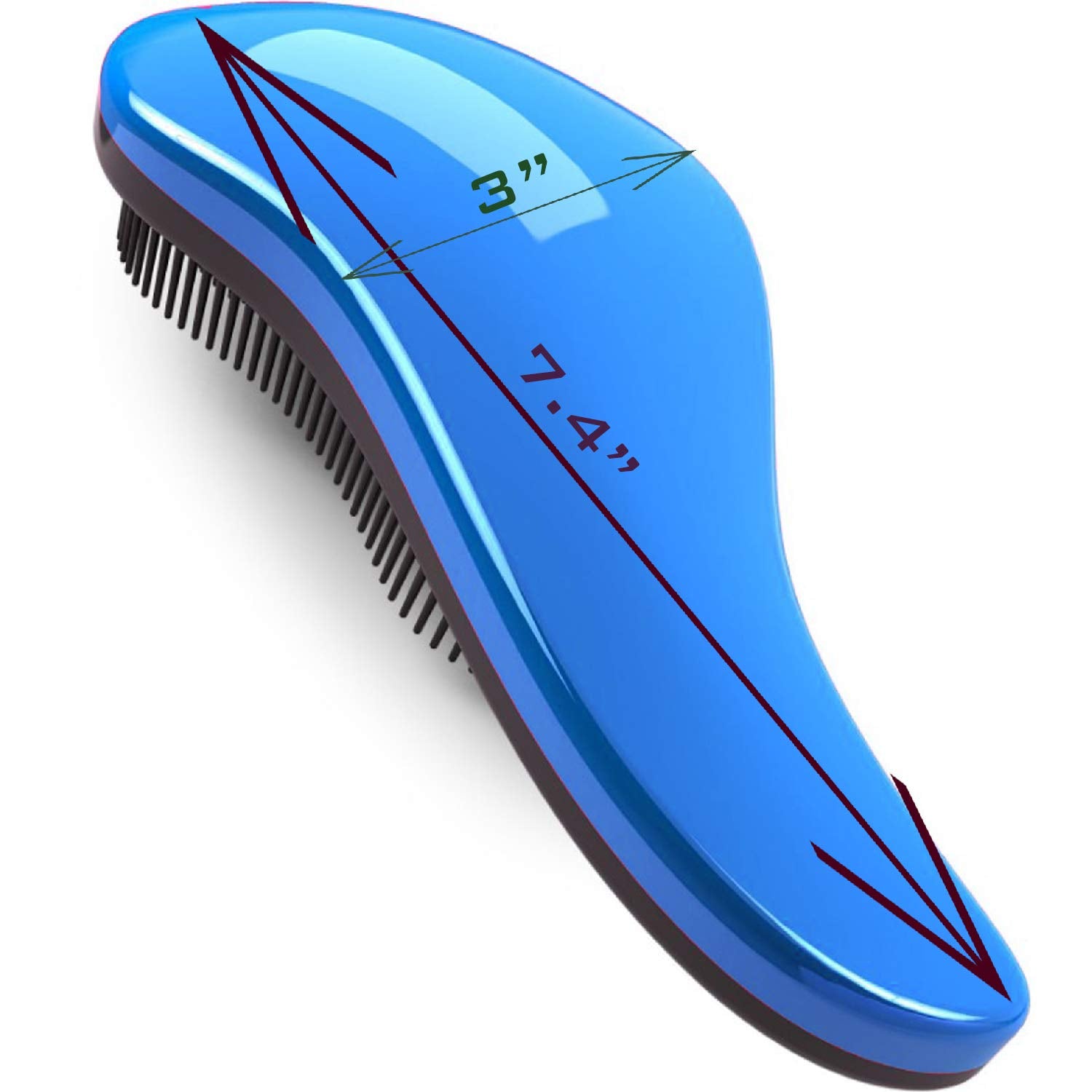 79STYLE detangler brush back view compact 7.4-inch design fits in a purse