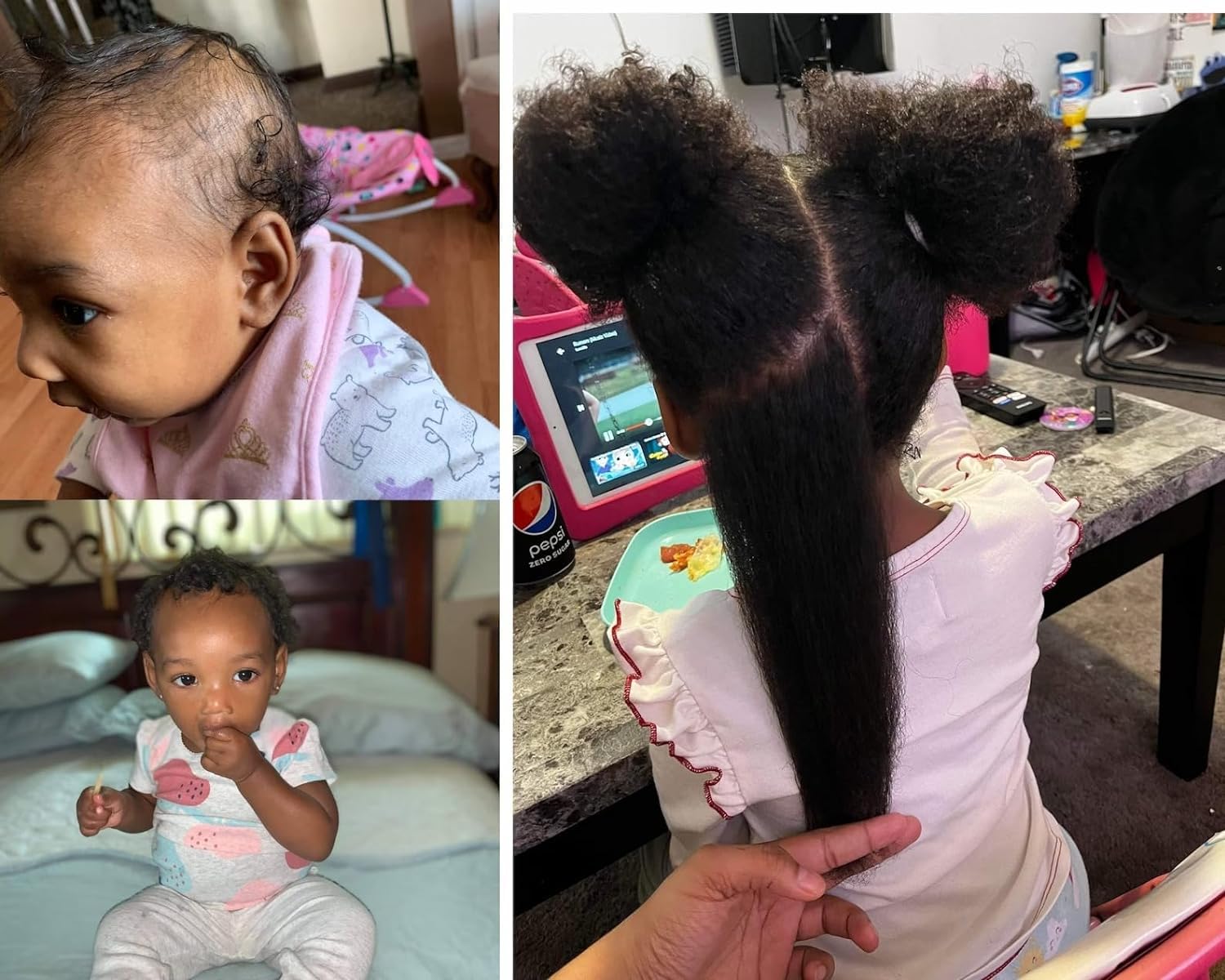 7better Natural Baby Hair Growth Serum application on kid's hair for easy combing