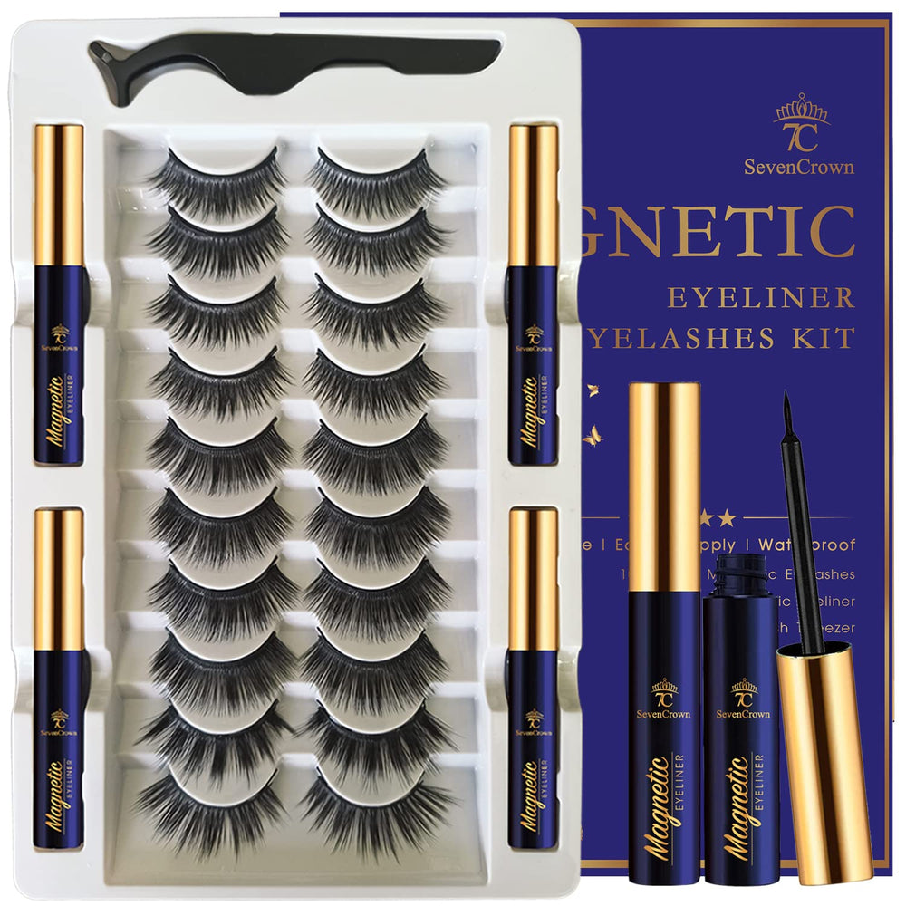 7C SEVENCROWN 3D magnetic eyelashes packaging view showing travel-ready kit