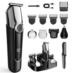 7d24hcare beard trimmer 5-in-1 kit close-up showing versatile attachments for grooming