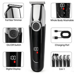 7d24hcare beard trimmer with LED display highlighting battery status for on-the-go grooming