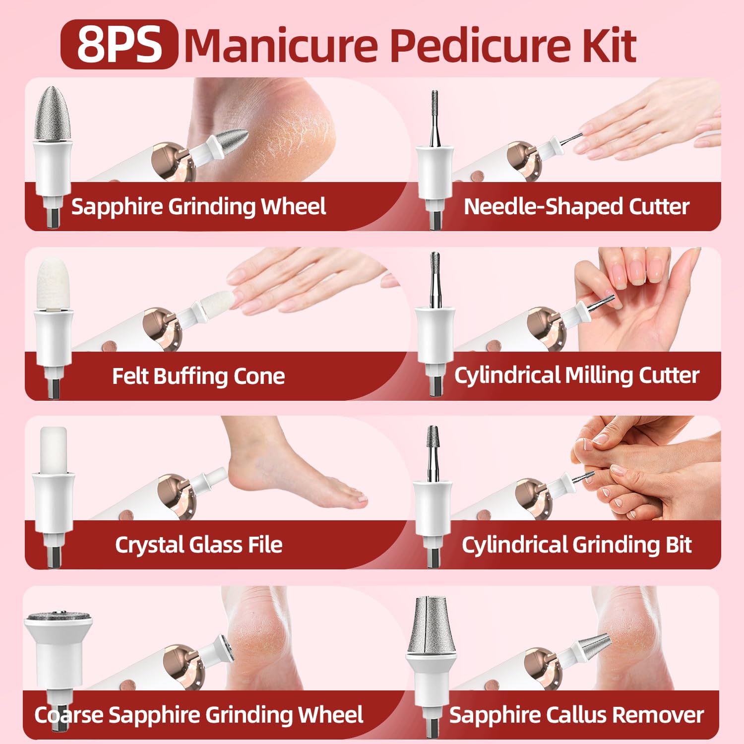 7d24hcare ergonomic non slip grip enables comfortable handling during detailed nail work