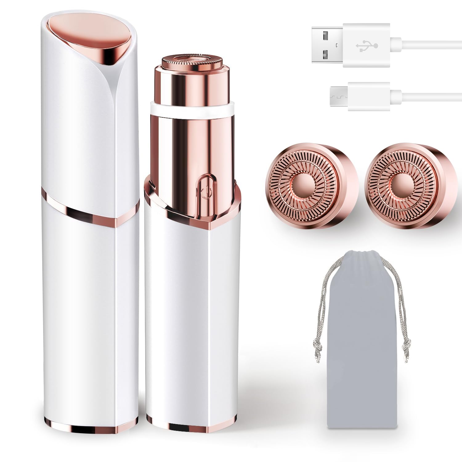 7d24hcare facial hair remover front view shows compact, on-the-go grooming.
