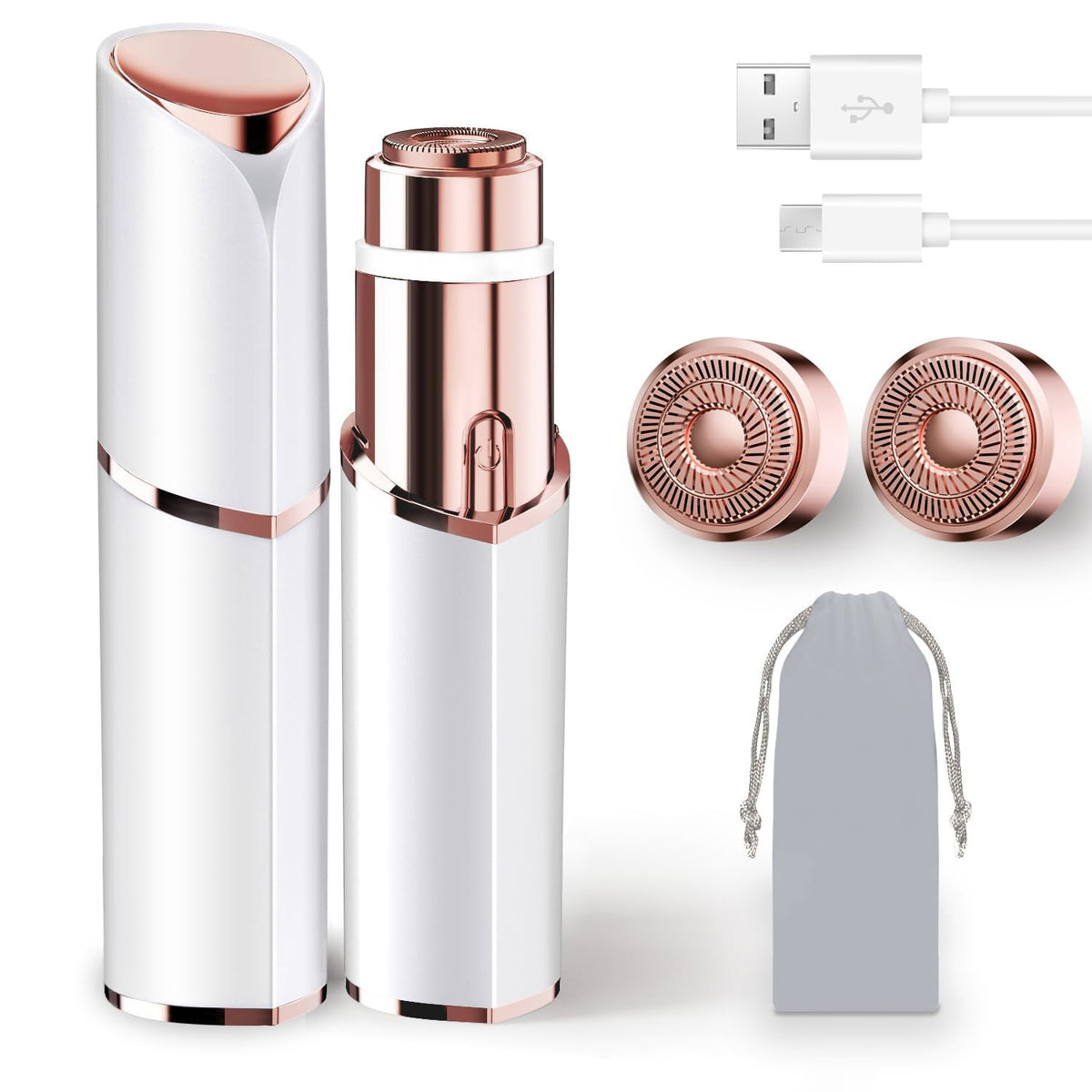 7d24hcare facial hair remover front view shows compact, on-the-go grooming.