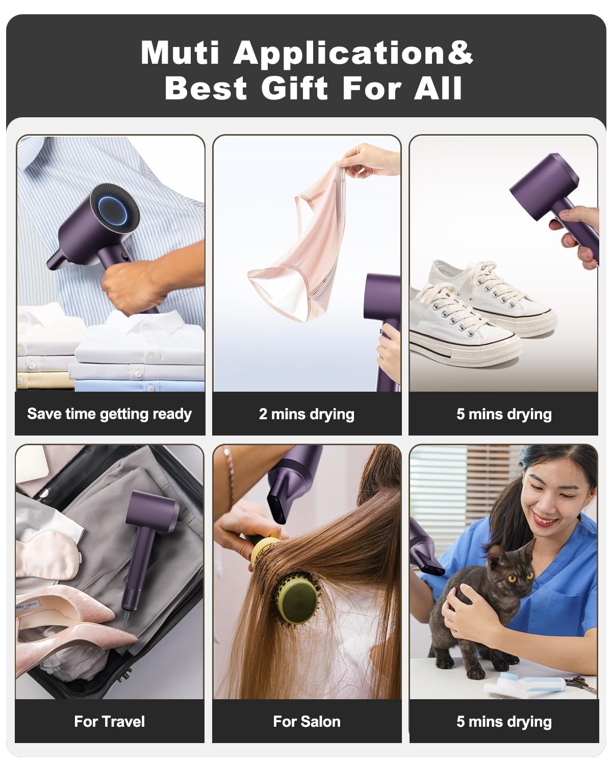 7MAGIC high-speed hair dryer magnetic nozzle for controlled airflow.