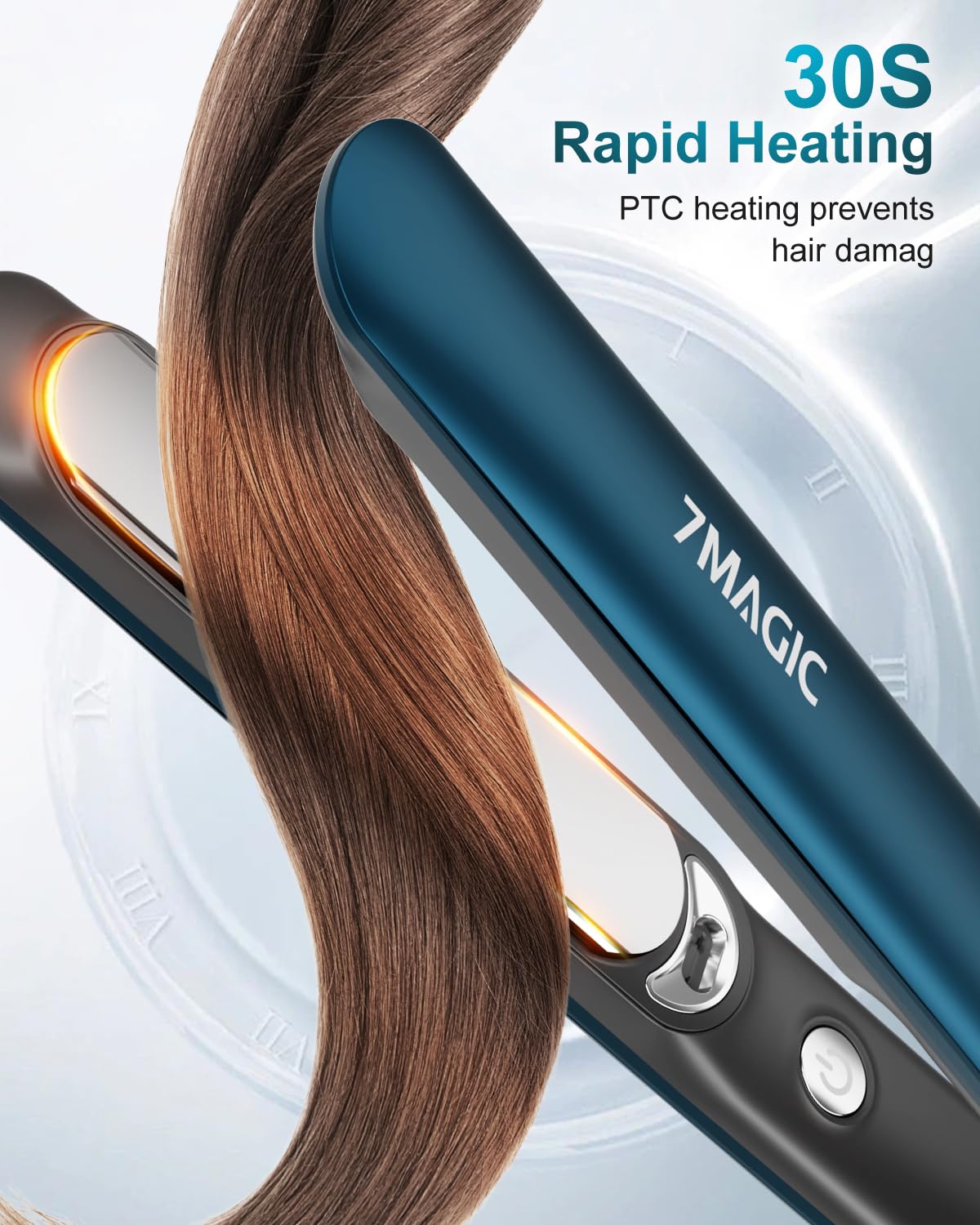 7MAGIC ionic technology showcases 20 million negative ions for frizz control and shine.