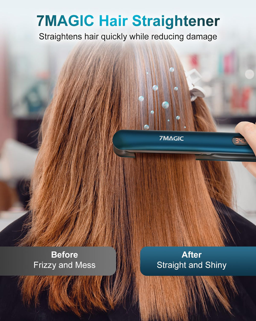 7MAGIC styling results show smooth, shiny hair finish with controlled heat.