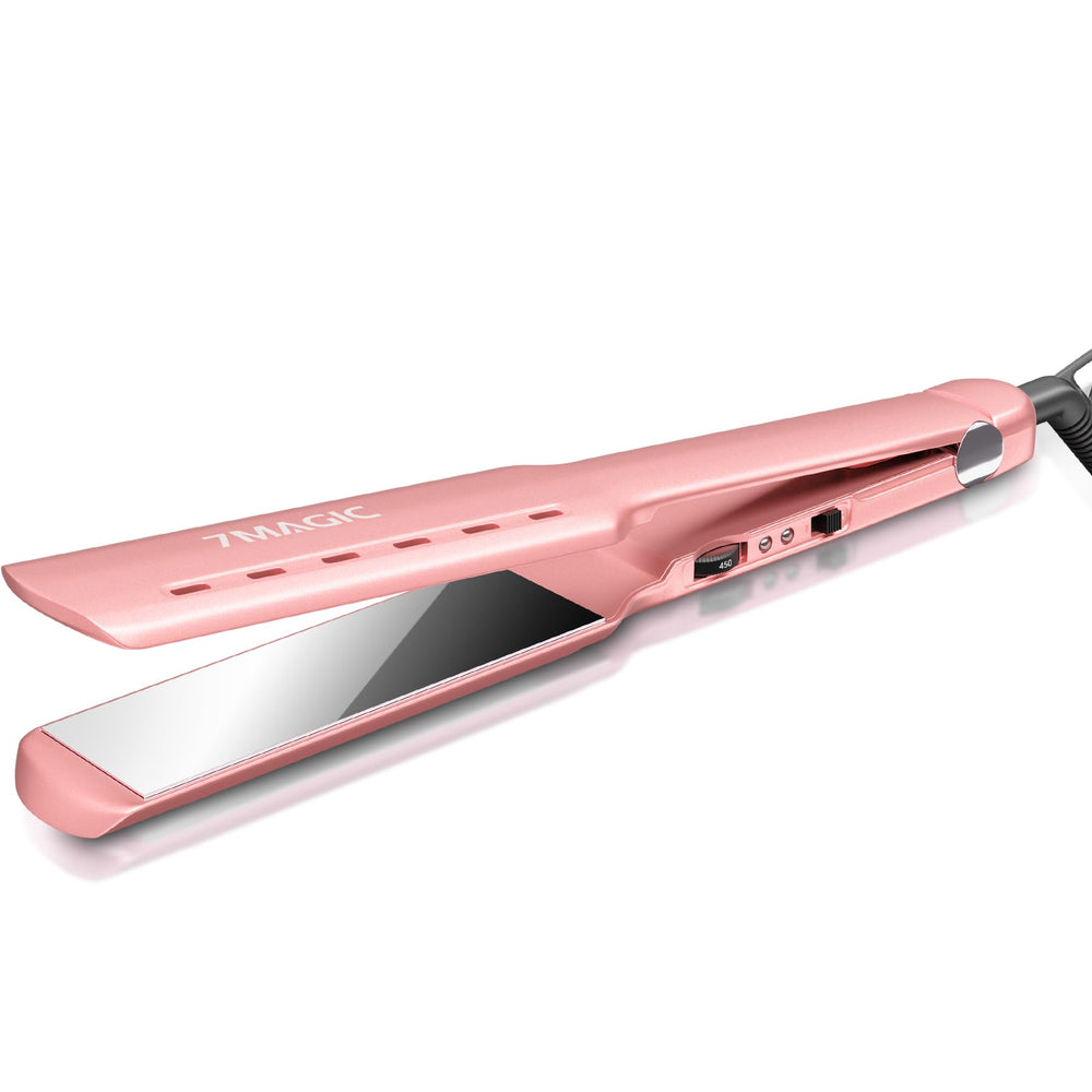 7MAGIC Temp MCH pink front view for quick, smooth straightening.