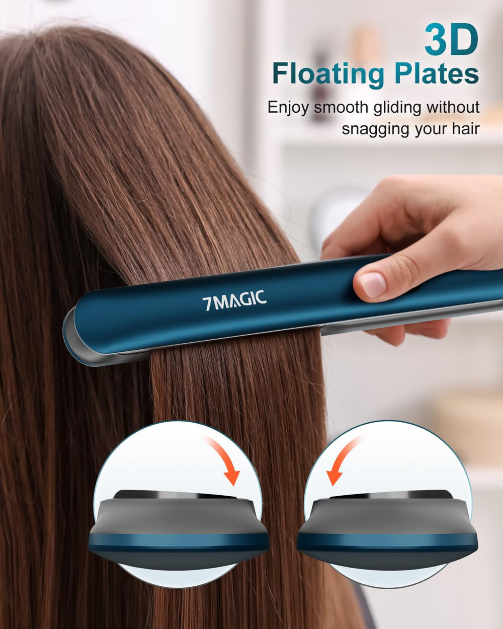 7MAGIC travel-friendly flat iron designed for portable on-the-go styling.