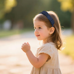 7Rainbows headband closeup strap emphasizes comfortable 0.5 inch width and soft coverage.