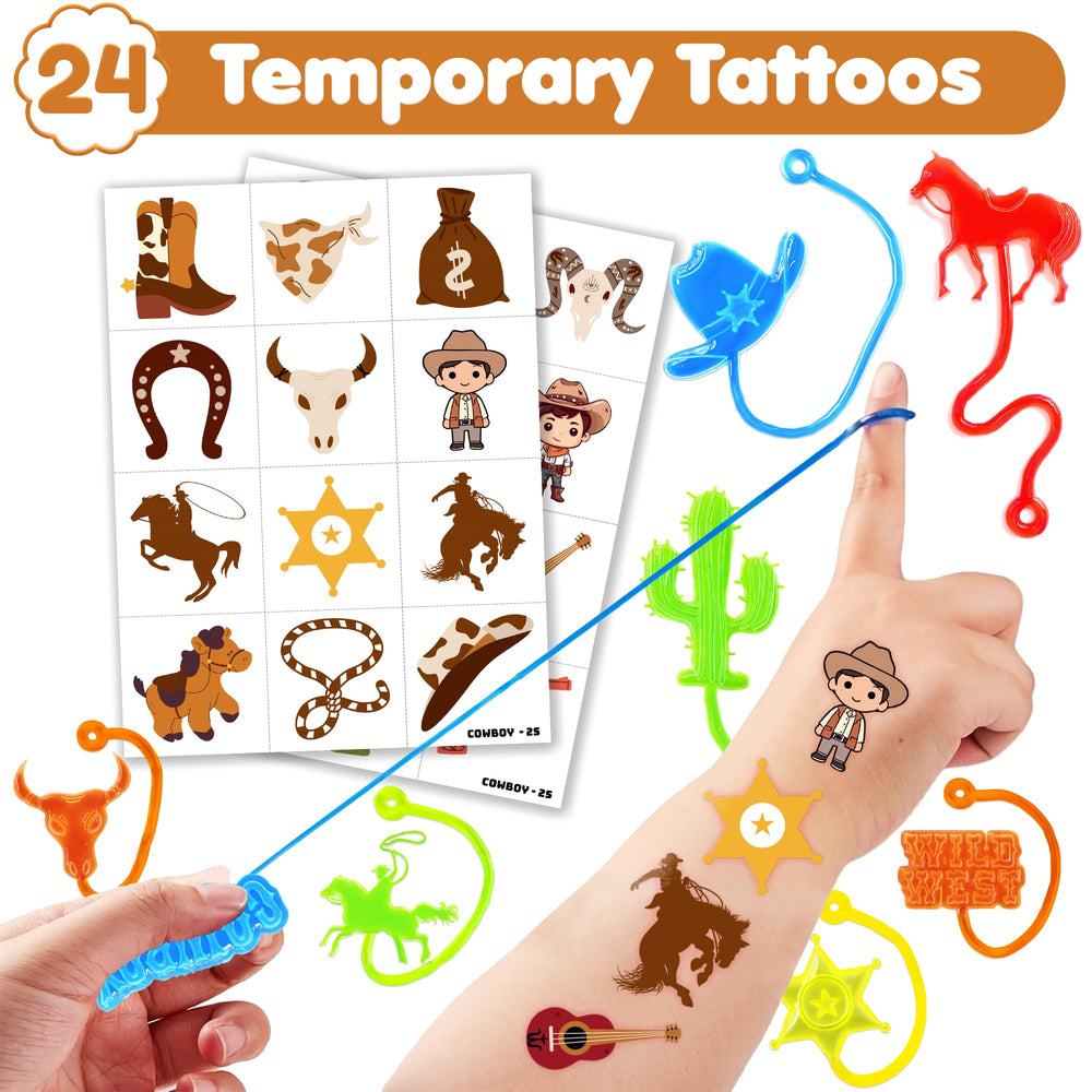 The 91STICKYHAND cowboy-party-favors-collection is perfect for birthdays and classroom giveaways.