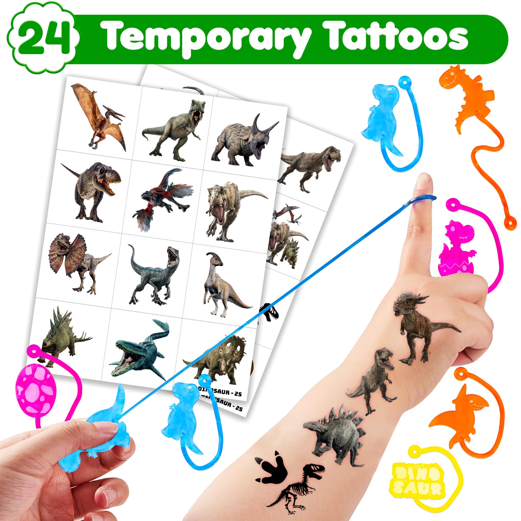 91STICKYHAND dinosaur tattoos in bright art for party decor