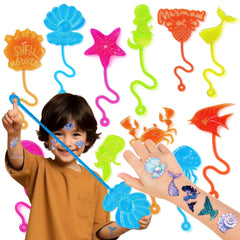 91STICKYHAND mermaid stick hands with 12 designs, ideal party favors for kids.