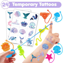 91STICKYHAND mermaid tattoos 24-pcs, vibrant designs for party activities.