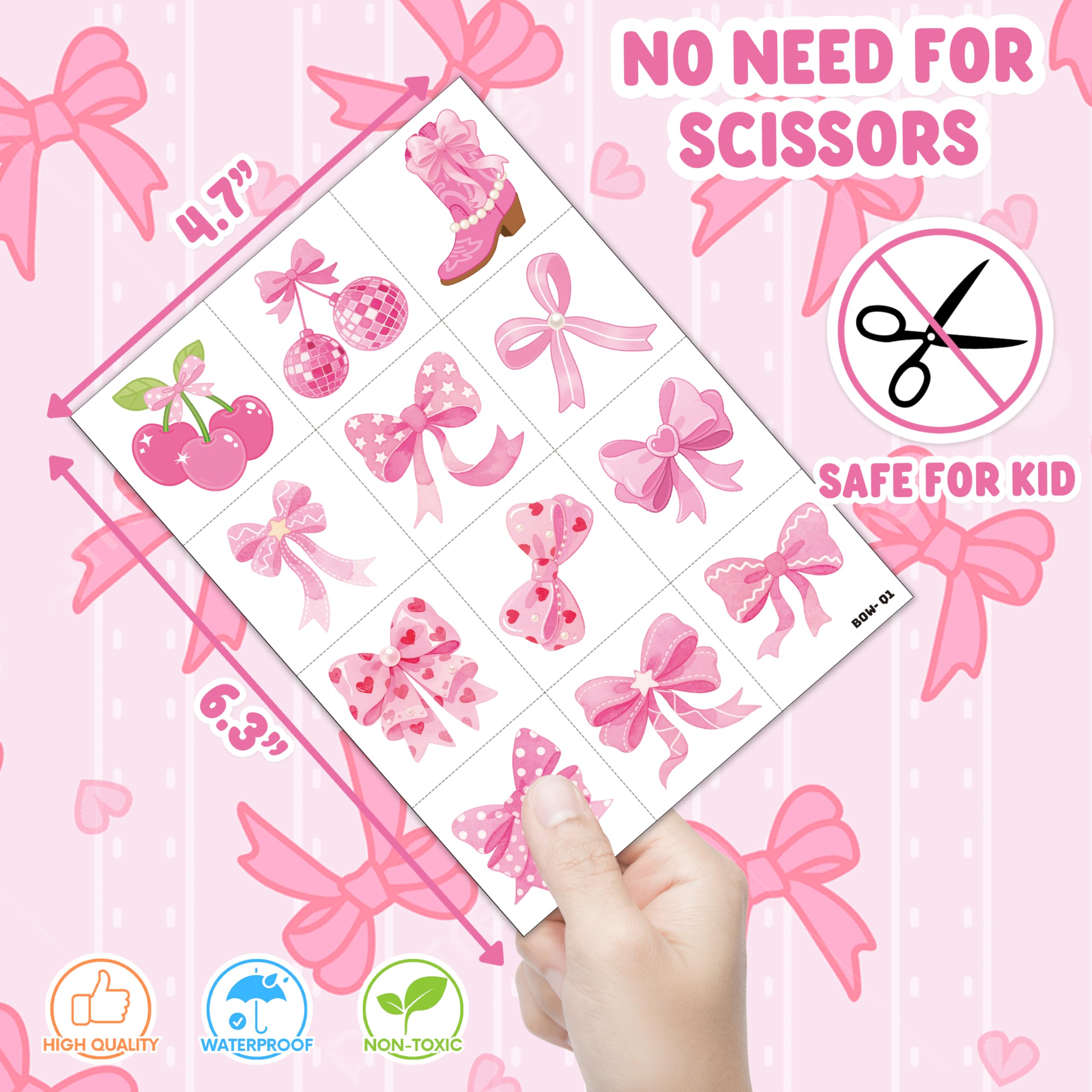 91TATTOOS pink bow tattoo spot on arm or cheek