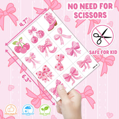 91TATTOOS pink bow tattoo spot on arm or cheek