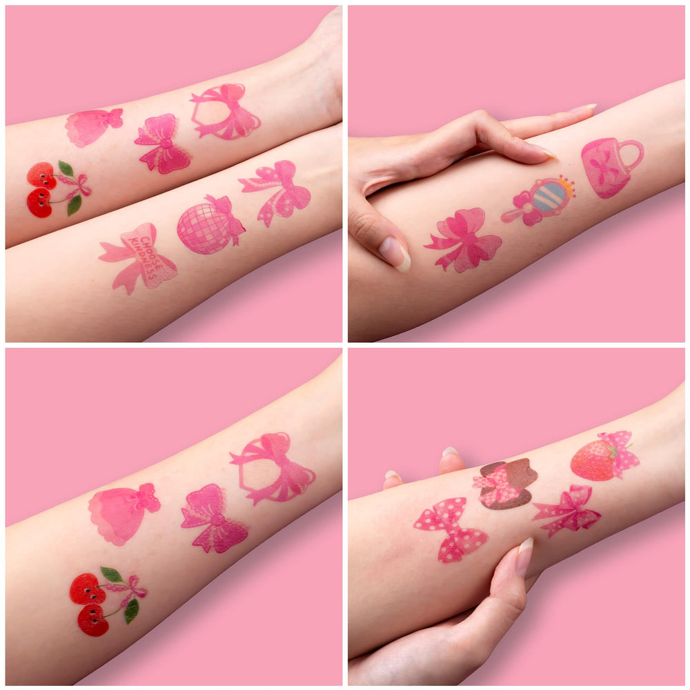 91TATTOOS pink bow party décor tattoo sheets accents