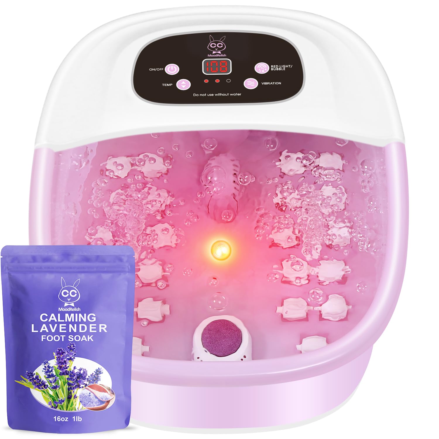 MoodRelish foot spa with heat bubbles soothing tired feet.