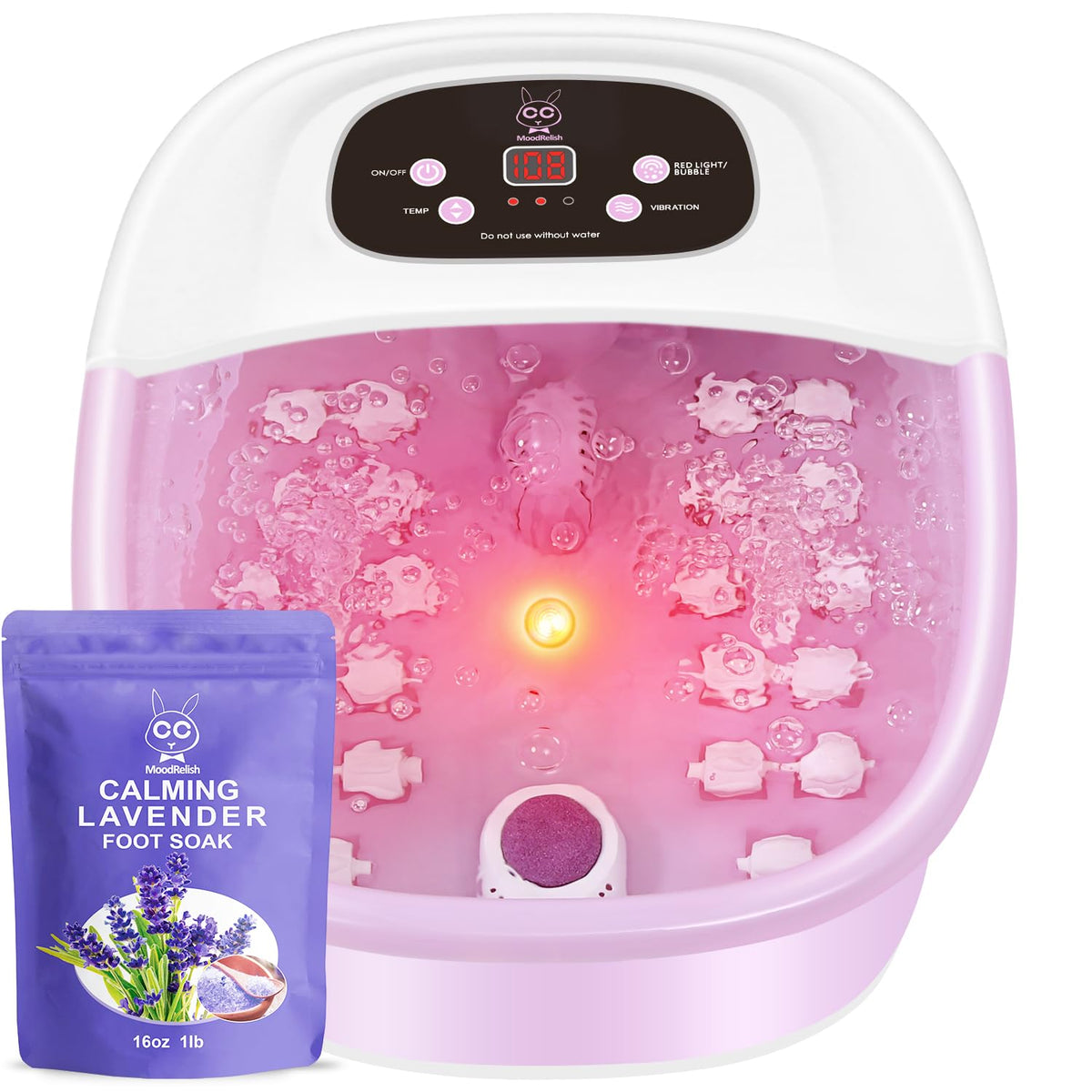 MoodRelish foot spa with heat bubbles soothing tired feet.