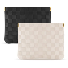 Sightor bolsa de maquillaje con cuadros negros, ideal para llevar en el bolso.