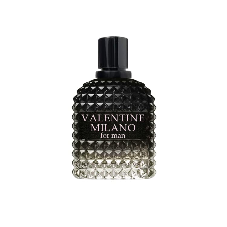 A Center Valentine Milano bottle front, bold masculine scent for daily wear.