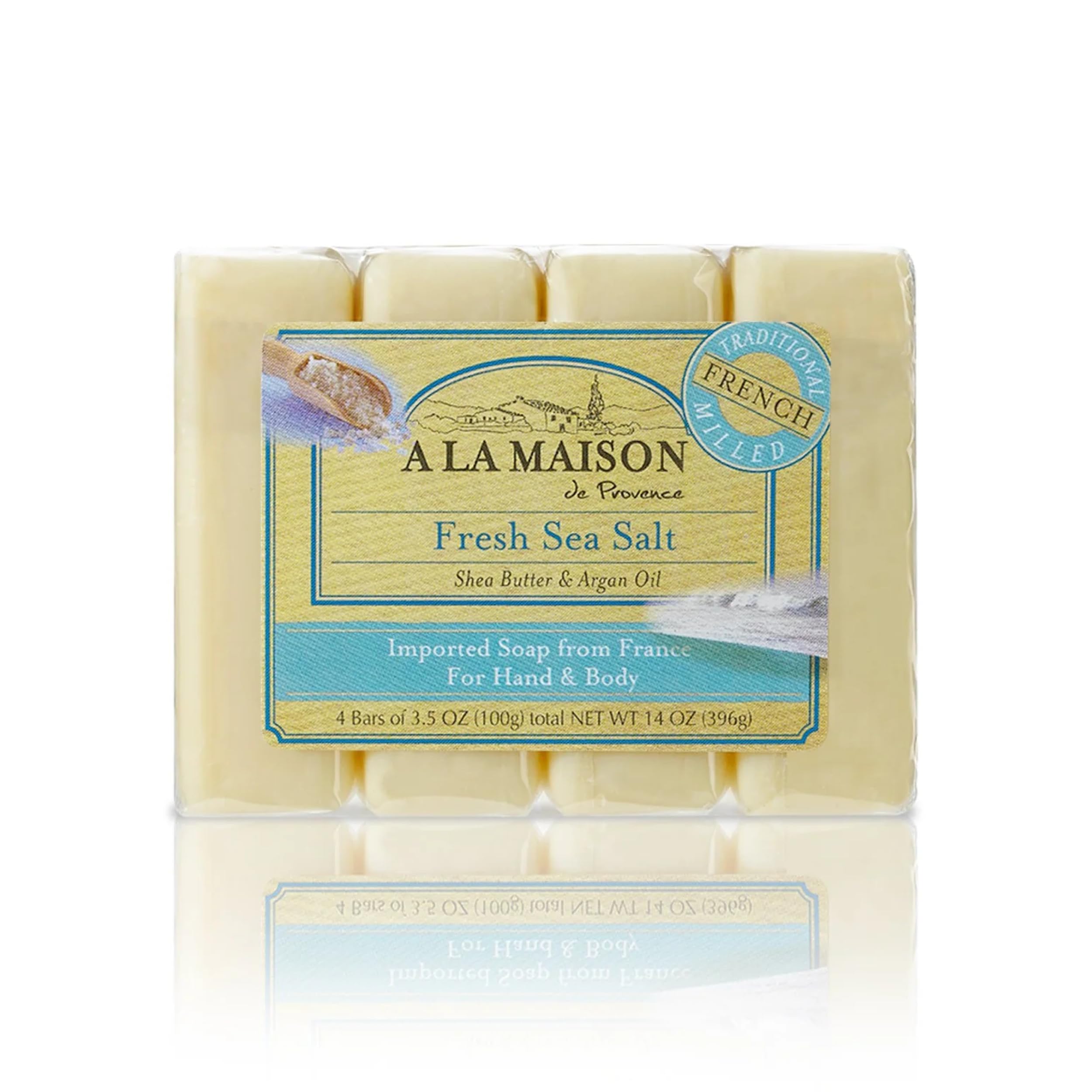 A LA MAISON barra jabón sal marina fresca, limpieza suave para manos y cuerpo.