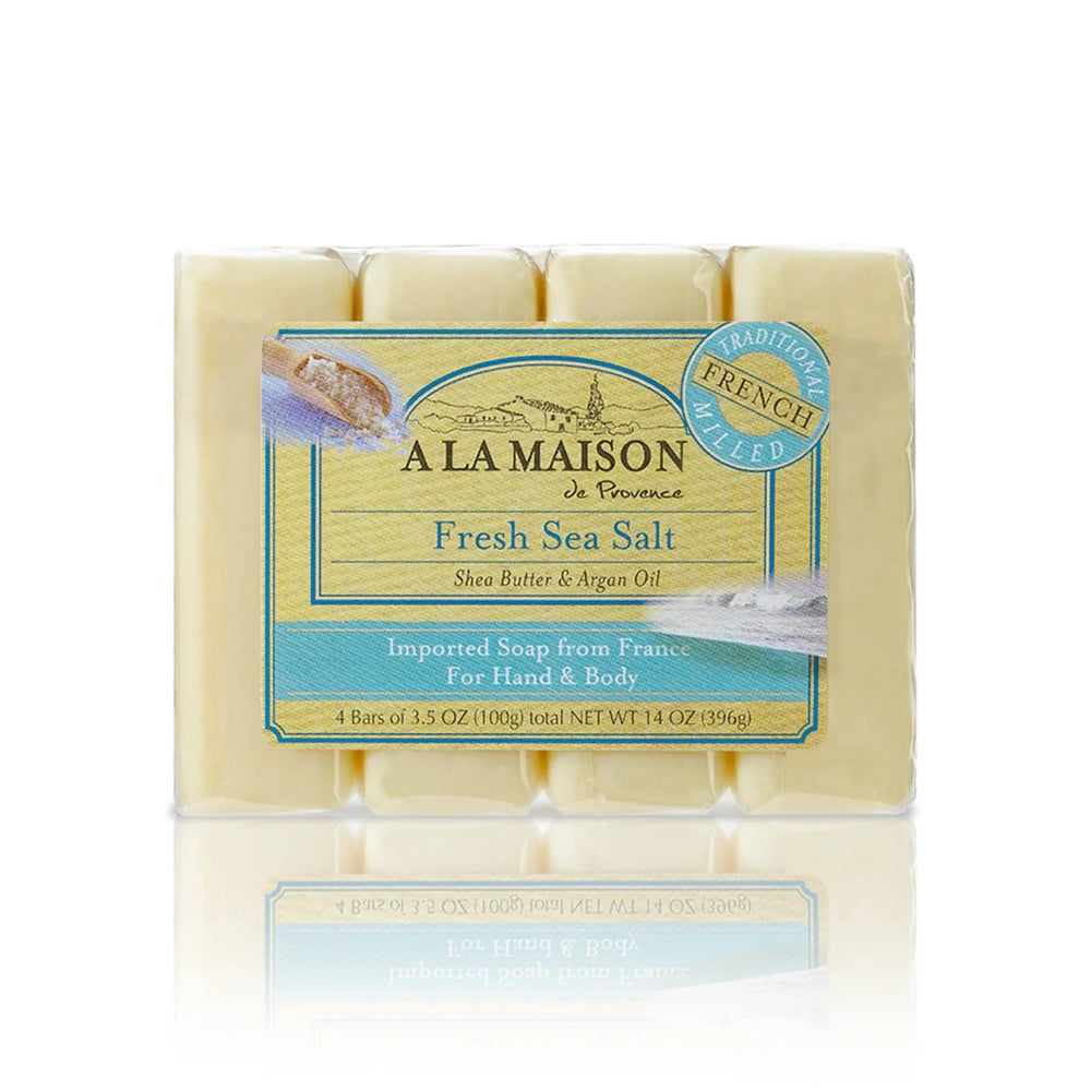 A LA MAISON barra jabón sal marina fresca, limpieza suave para manos y cuerpo.