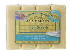 A LA MAISON Fresh Sea Salt Bar Soap packaging highlights tradition and value for daily hand care.