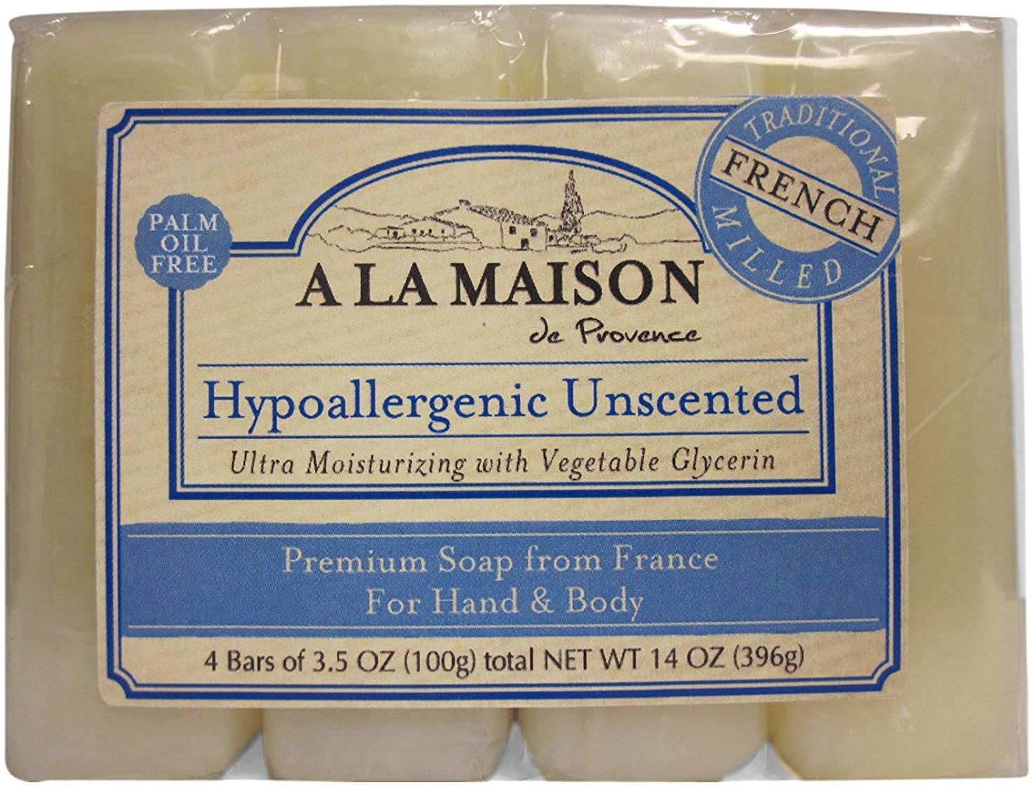 A La Maison hypoallergenic unscented bar soap displaying natural moisturizing feel for daily cleansing.