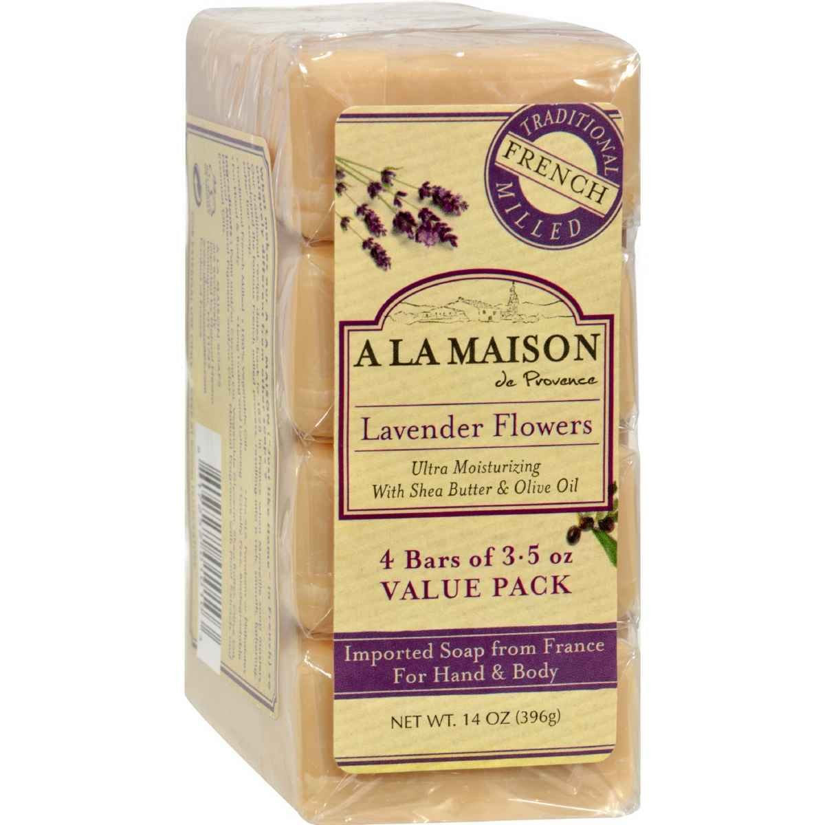 Jabón en barra A La Maison, lavanda flor, aroma calmante para la ducha.
