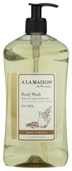 A LA MAISON Oat Milk Body Wash bottle on display for gentle cleansing