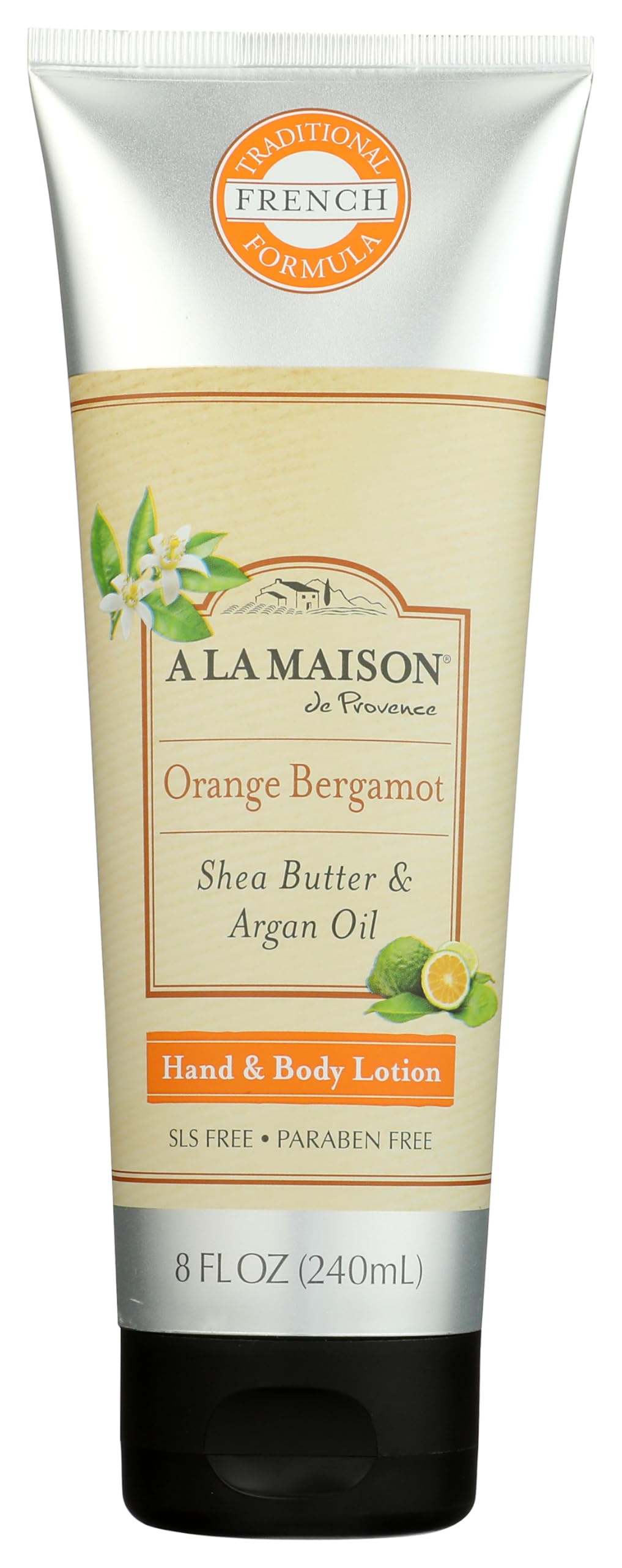 A LA MAISON Orange Bergamot Body Lotion packaging with cruelty-free labeling for gentle hydration