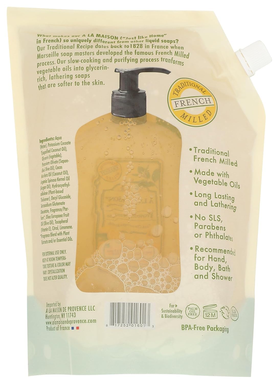 A La Maison Provence Lemon Doypack packaging closeup highlighting eco-friendly packaging